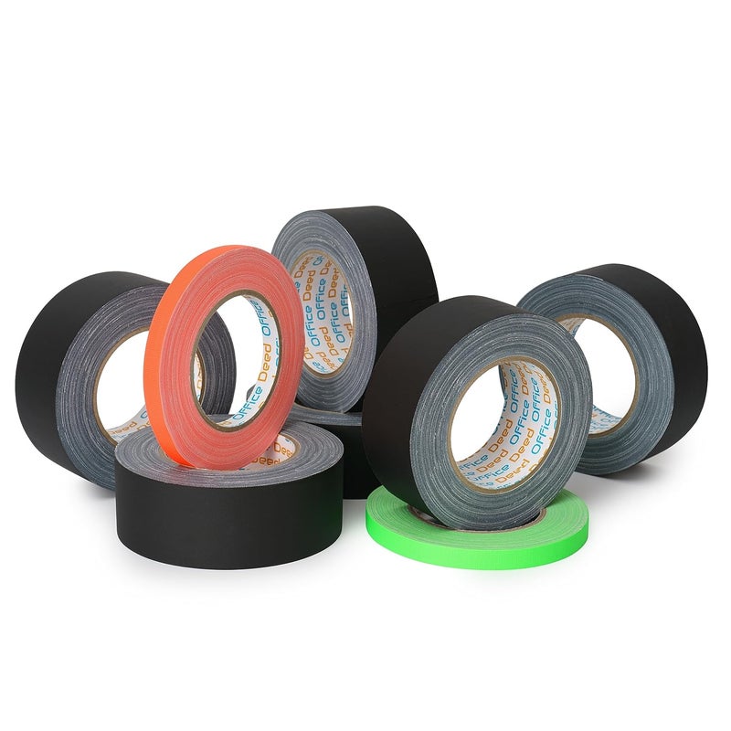 Office Deed Black Gaffers Tape 2 inch X 30 Yard, 6 Pack, Non-Reflective, No Residue, Hand Tear, Waterproof, Matte Black Gaff Tape for Stages, Floor Tape for Electrical Cords (6 Pack) - Image 1